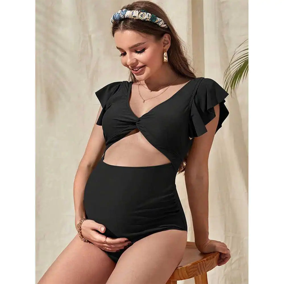 Maternity Ruffle Trim One-Piece Swimsuit